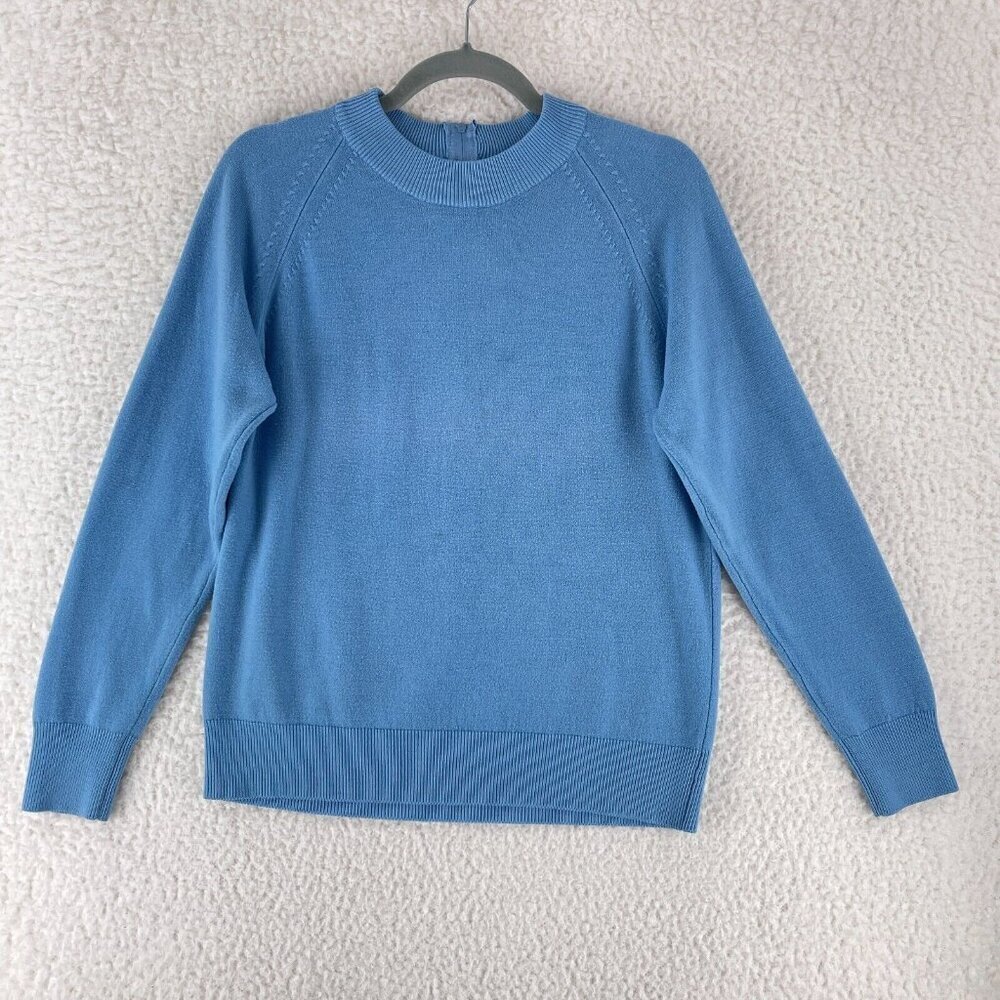 Judy Bond‎ Blue Long Sleeve Sweater Womens Zip Up Knit Stretch Size Medium